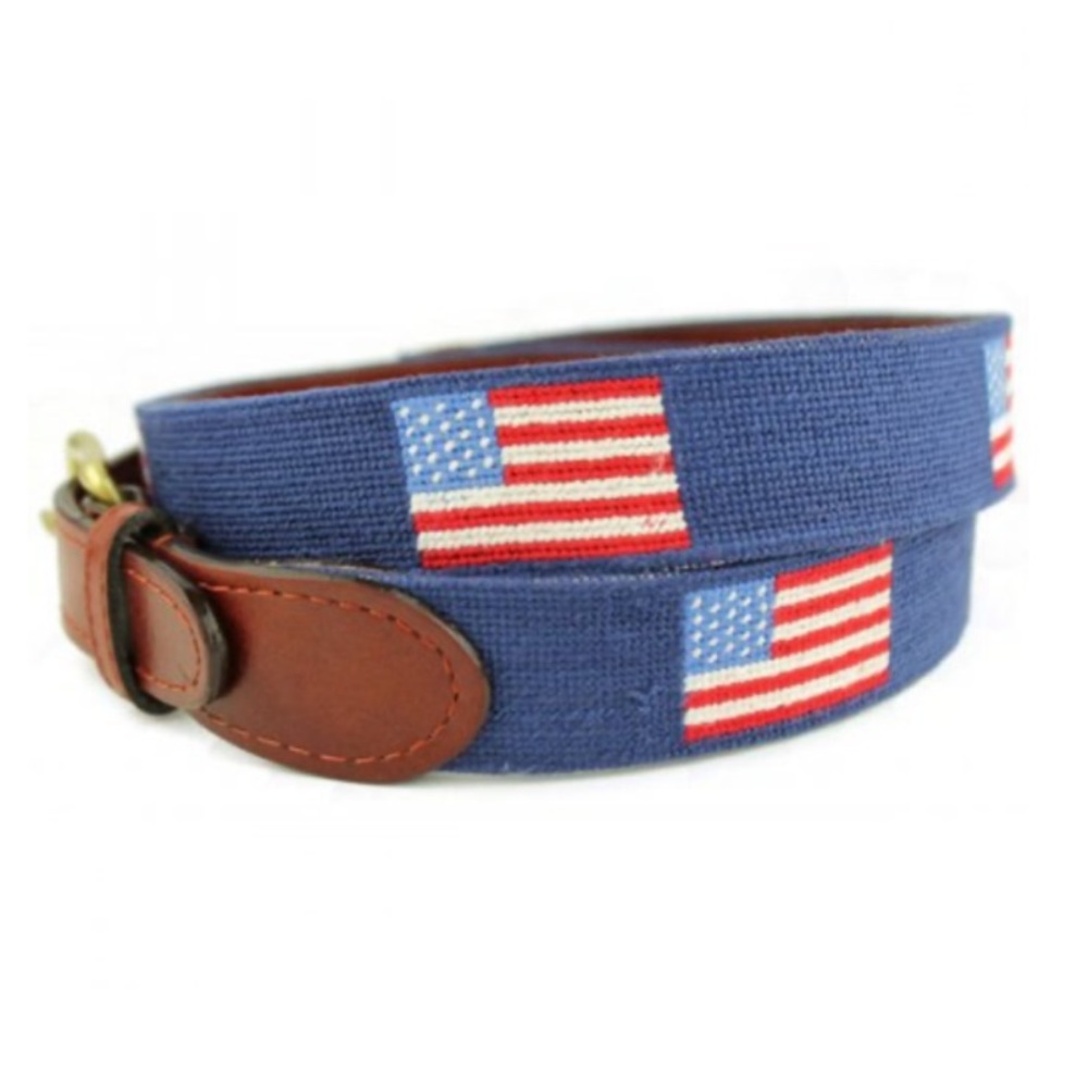 Smathers & Branson American Flag Needlepoint Belt Size 34 NWT